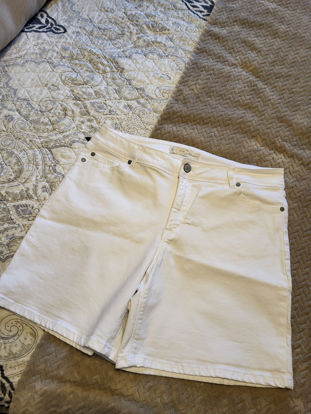 White Women's Denim Shorts with Clean High-Rise Fit - (Brand: )